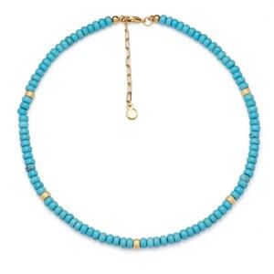 NWT Mayamar Turquoise Beaded 24k Gold Plated Necklace